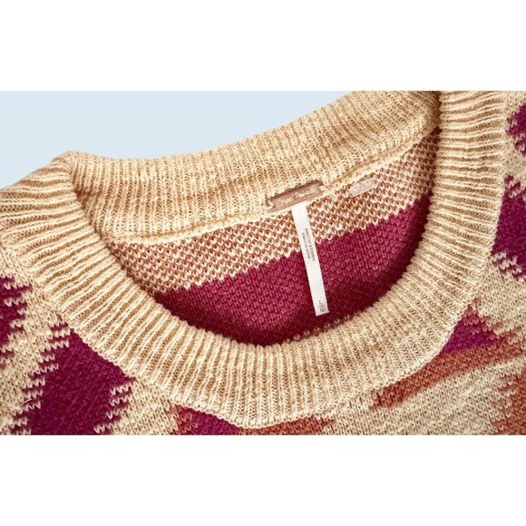 FREE PEOPLE Cyprus Oversized Loose Fit Patterned Sweater Vest Sz L - Picture 6 of 7